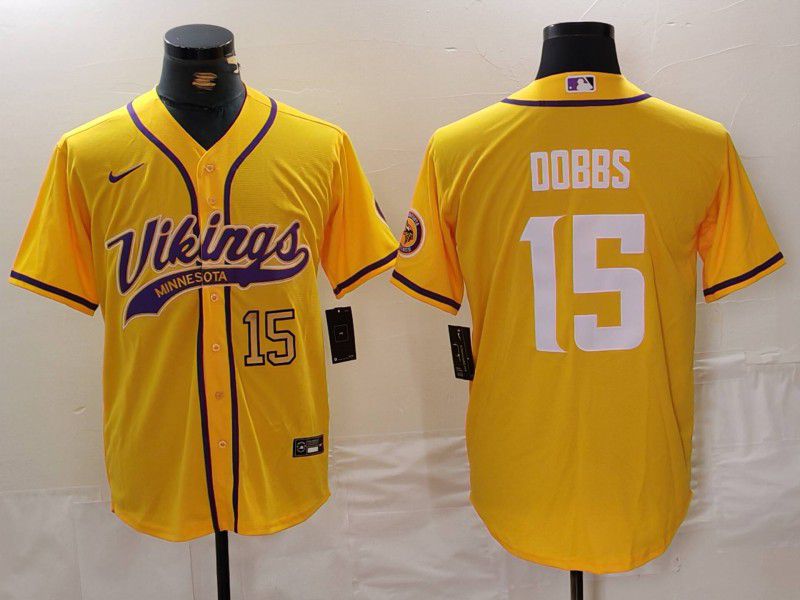 Men Minnesota Vikings #15 Dobbs Yellow Joint Name 2024 Nike Limited NFL Jersey style 2->minnesota vikings->NFL Jersey